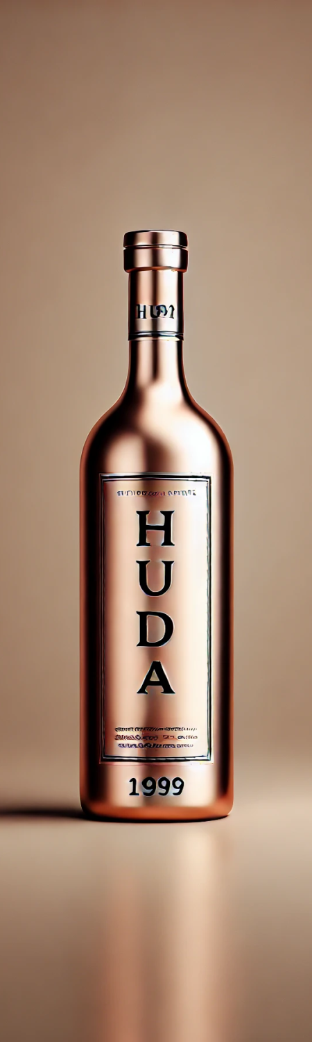 DALL·E 2024-09-25 23.52.11 - An ultra-sleek, slim, and classy wine bottle inspired by classic French wine bottle designs. The bottle is a luxurious rose gold color with a minimali